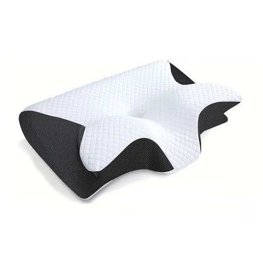 Coussin Malin Black 1pc Memory Foam Cervical Pillow, 2 in 1 Ergonomic Contour Orthopedic Pillow for Neck Pain, Contoured Support Pillows,Neck Pillow