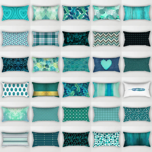 Coussin Malin 2 / 30X50CM-pillow cover 2023 New Teal Blue Geometric Lumbar Pillows Case 30X50CM Nordic Blue Cushion Pillow for Couch Sofa Throw Pillows Case Decor Home