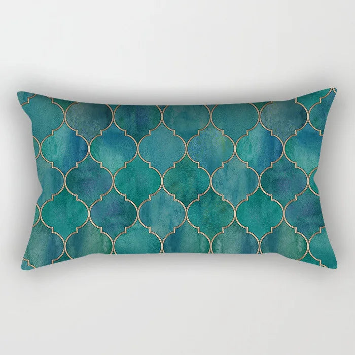 Coussin Malin 35 / 30X50CM-pillow cover 2023 New Teal Blue Geometric Lumbar Pillows Case 30X50CM Nordic Blue Cushion Pillow for Couch Sofa Throw Pillows Case Decor Home