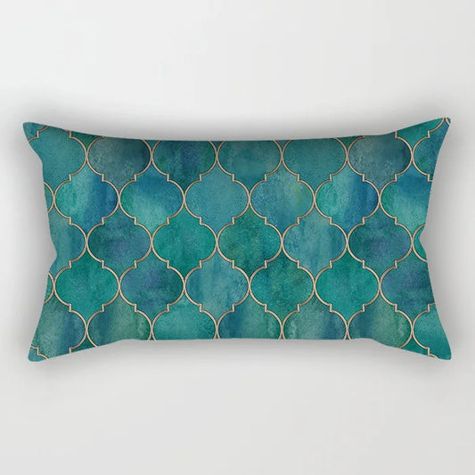 Coussin Malin 35 / 30X50CM-pillow cover 2023 New Teal Blue Geometric Lumbar Pillows Case 30X50CM Nordic Blue Cushion Pillow for Couch Sofa Throw Pillows Case Decor Home