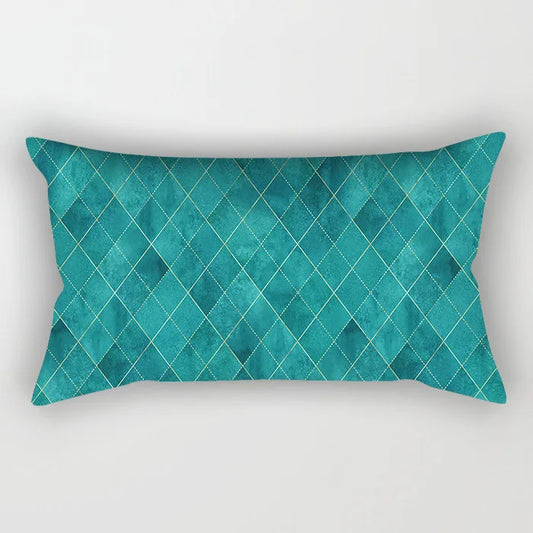 Coussin Malin 34 / 30X50CM-pillow cover 2023 New Teal Blue Geometric Lumbar Pillows Case 30X50CM Nordic Blue Cushion Pillow for Couch Sofa Throw Pillows Case Decor Home