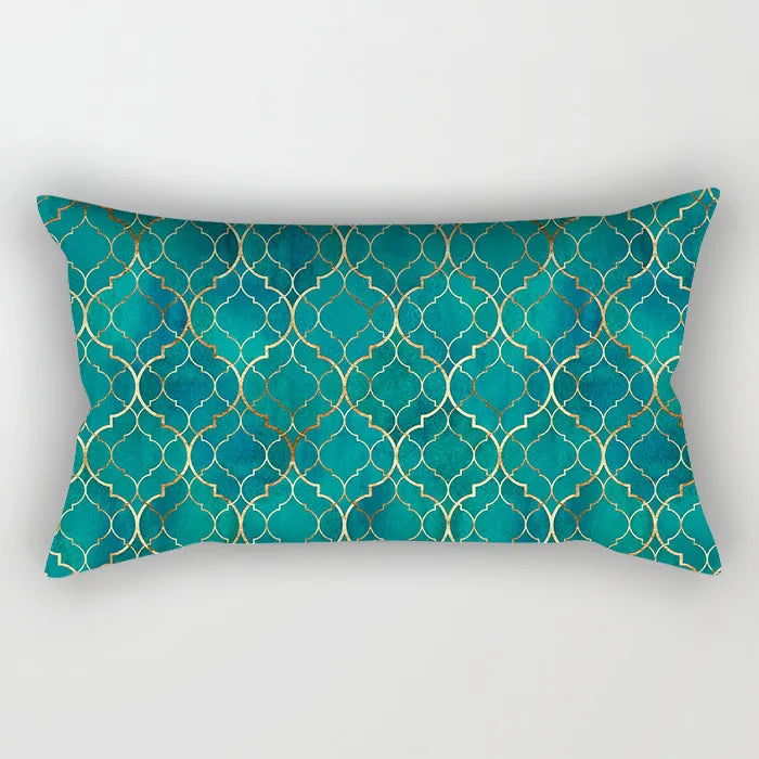 Coussin Malin 18 / 30X50CM-pillow cover 2023 New Teal Blue Geometric Lumbar Pillows Case 30X50CM Nordic Blue Cushion Pillow for Couch Sofa Throw Pillows Case Decor Home
