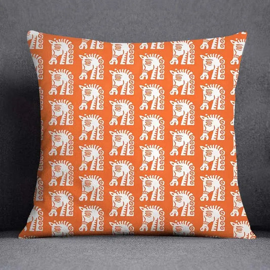 Coussin Malin 40x40cm Housse de coussin canapé décoratif | Cheval orange