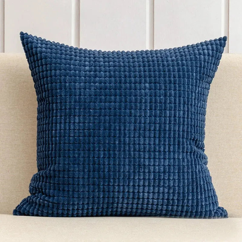 Coussin Malin Bleu / 30x50cm Housse de coussin canapé en peluche avec house | Couleurs foncées