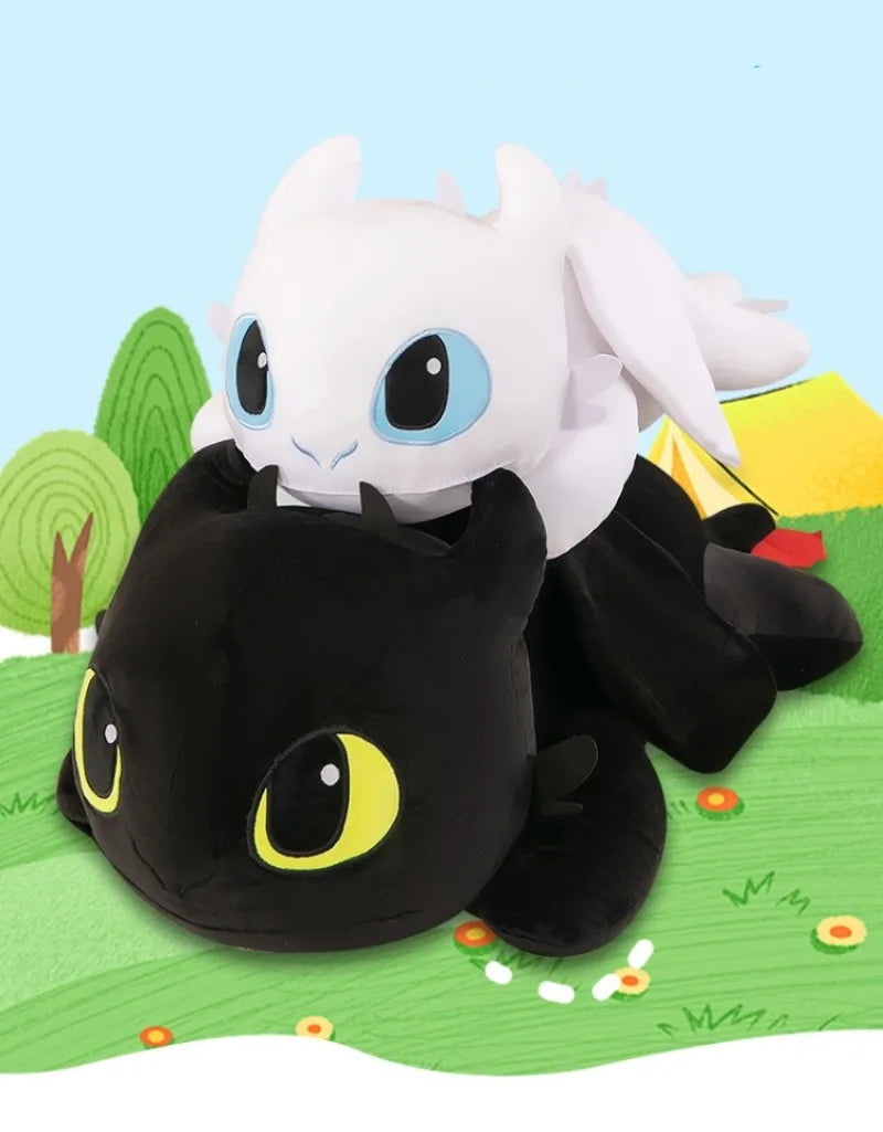Grosse peluche dragon noir - Coussin Malin
