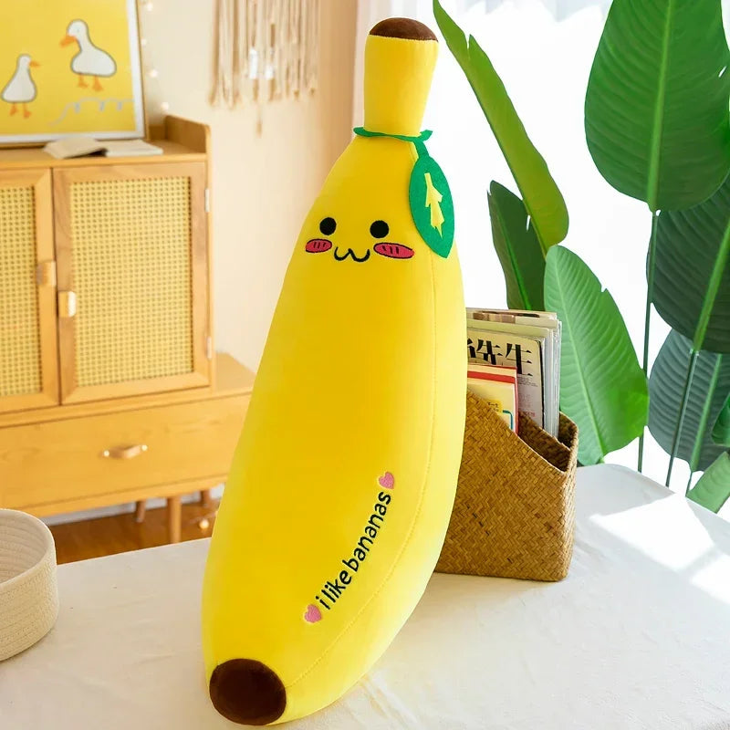 Banana Throw Pillow Long Pillow Cute Lazy Bed Leg Hug Doll Super Soft Girl Doll Plush Toy Coussin Malin