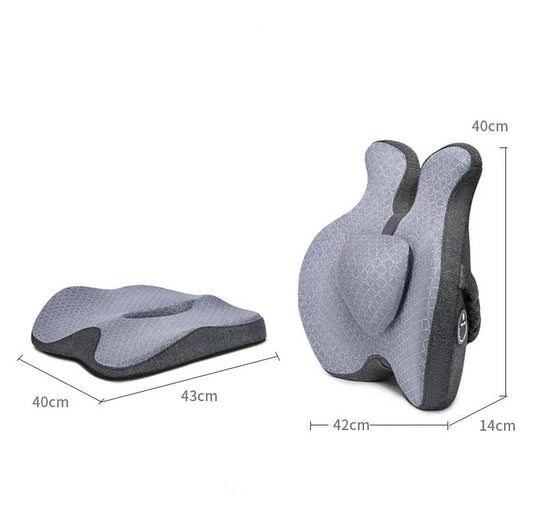 Coussin Malin Coussin à mémoire de forme Coussin à mémoire de forme dorsal pour chaise | Complet gris