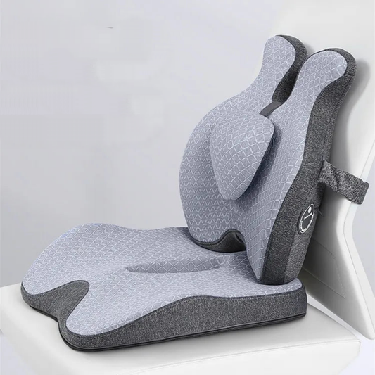 Coussin Malin Coussin à mémoire de forme Coussin à mémoire de forme dorsal pour chaise | Complet gris