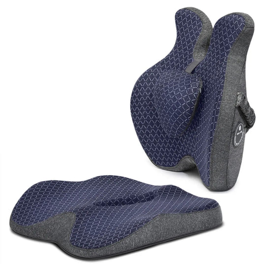 Coussin Malin Coussin à mémoire de forme Coussin à mémoire de forme dorsal pour chaise | Complet noir