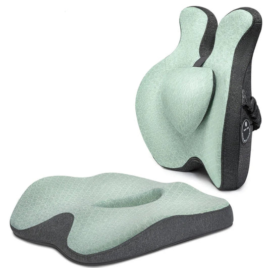 Coussin Malin Coussin à mémoire de forme Coussin à mémoire de forme dorsal pour chaise | Complet vert