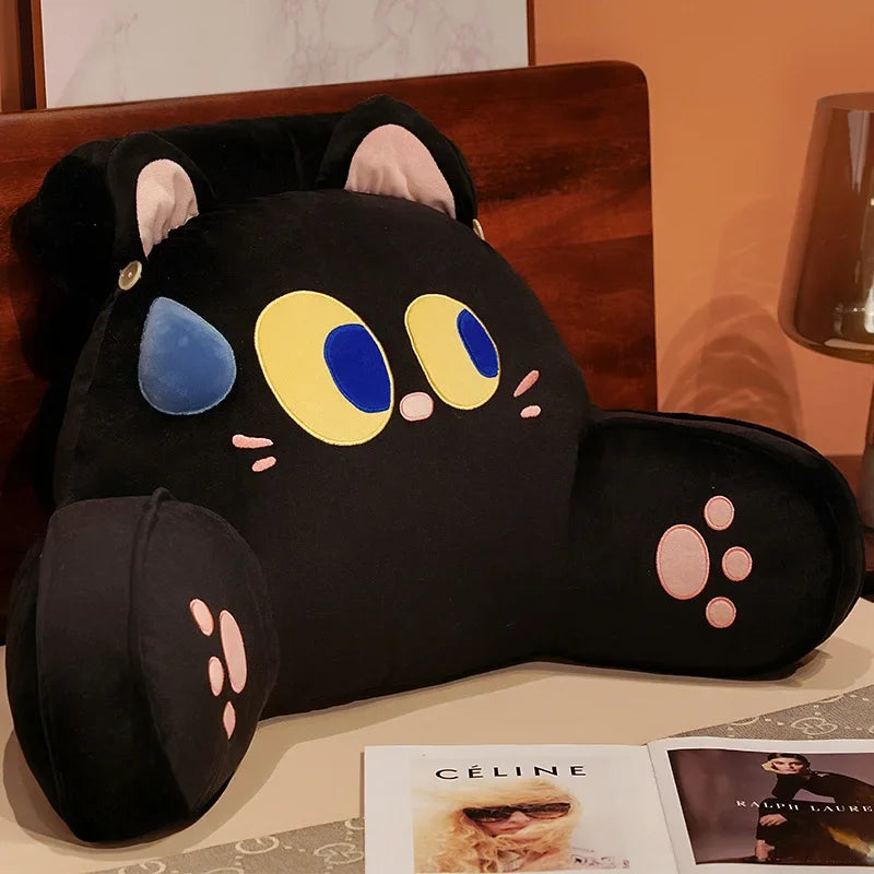 Coussin Malin 40cm Coussin de lecture de lit | Chat noir