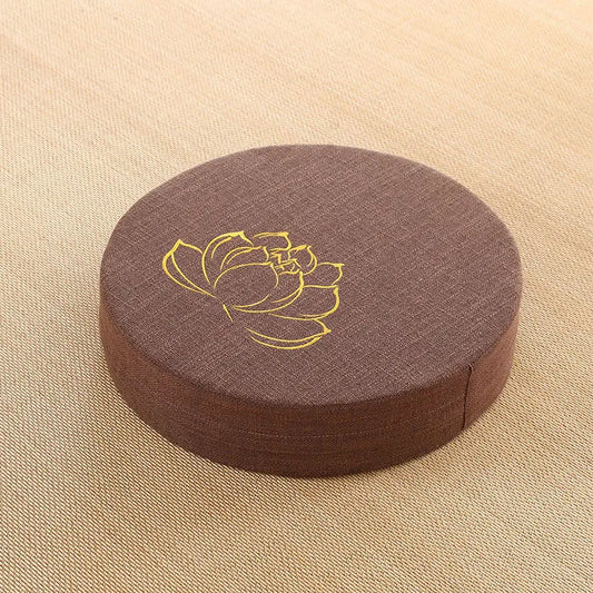 Coussin Malin Coussin de méditation Coussin de méditation déhoussable rond à fleur | Marron