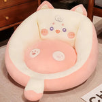 Coussin de sol pour enfant en peluche | Chat rose - Vignette | Coussin Malin