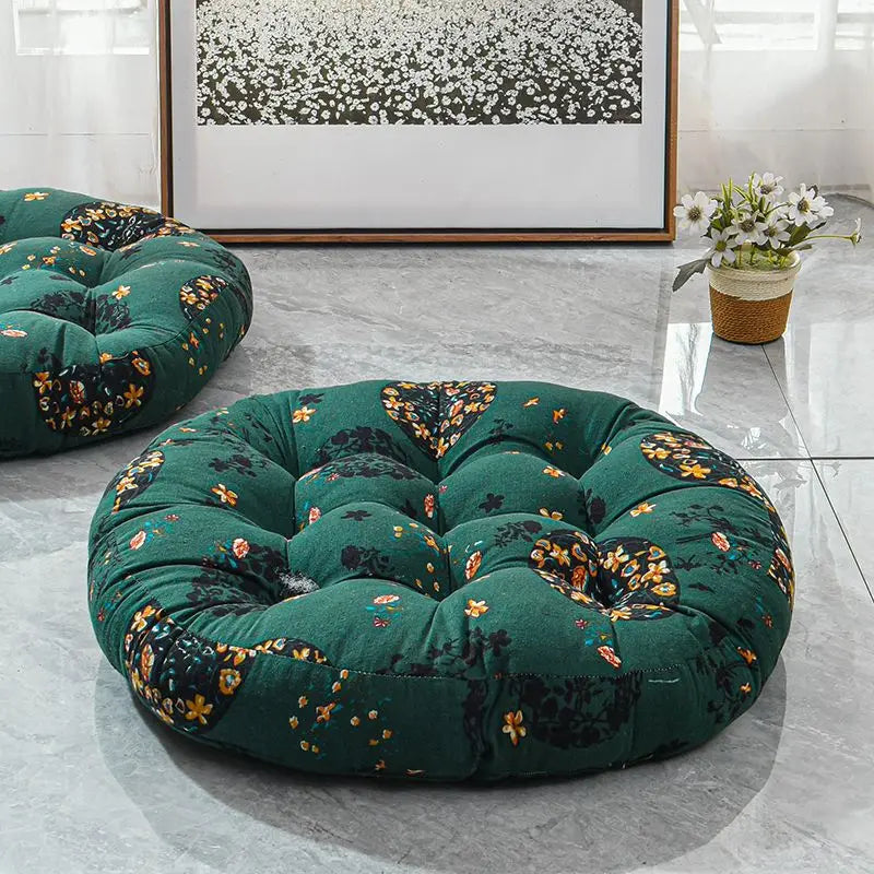 Coussin Malin Coussin de sol rond à fleur 55x55cm