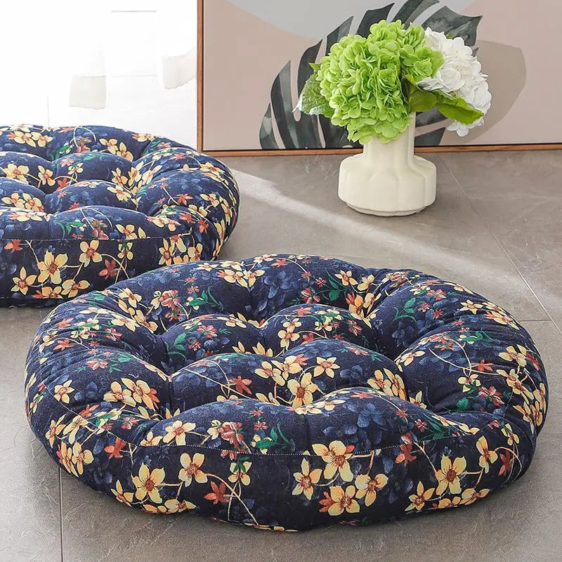 Coussin Malin Coussin de sol rond à fleur 55x55cm