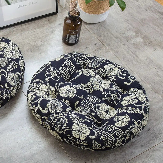 Coussin Malin Coussin de sol rond à fleur 55x55cm