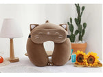 Coussin de voyage avec masque de sommeil | Chat marron - Vignette | Coussin Malin