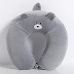 Coussin de voyage original déhoussable | Ours gris - Vignette | Coussin Malin