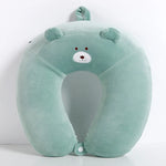 Coussin de voyage original déhoussable | Ours vert - Vignette | Coussin Malin