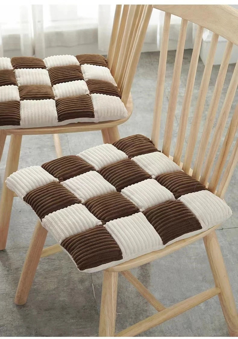 Coussin Malin Coussin pour chaise Coussin pour chaise à carreau 42x42cm | Marron