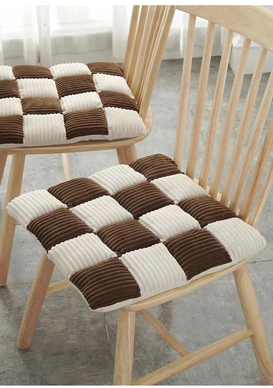 Coussin Malin Coussin pour chaise Coussin pour chaise à carreau 42x42cm | Marron
