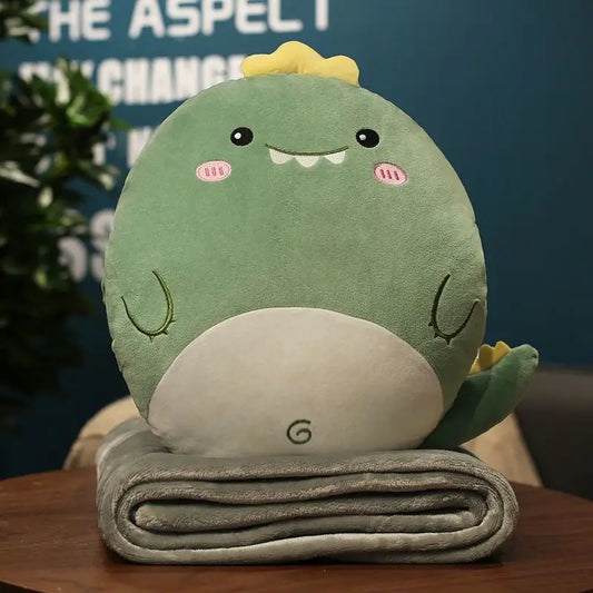 Coussin Malin Coussin pour enfant avec plaid en peluche | Dinosaure
