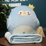 Coussin pour enfant avec plaid en peluche | Pingouin - Vignette | Coussin Malin