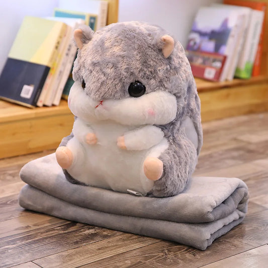 Coussin Malin Coussin pour enfant avec plaid en peluche | Souris gris