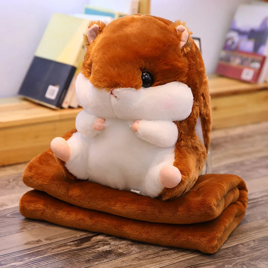 Coussin Malin Coussin pour enfant avec plaid en peluche | Souris marron