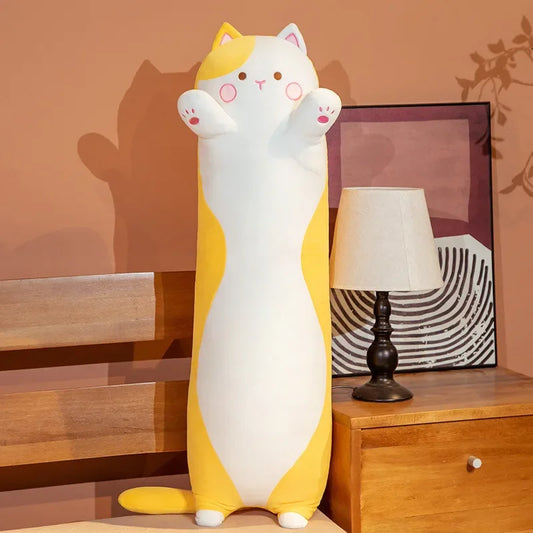 Coussin Malin Coussin tête de lit 50cm Long coussin tête de lit original | Chat jaune