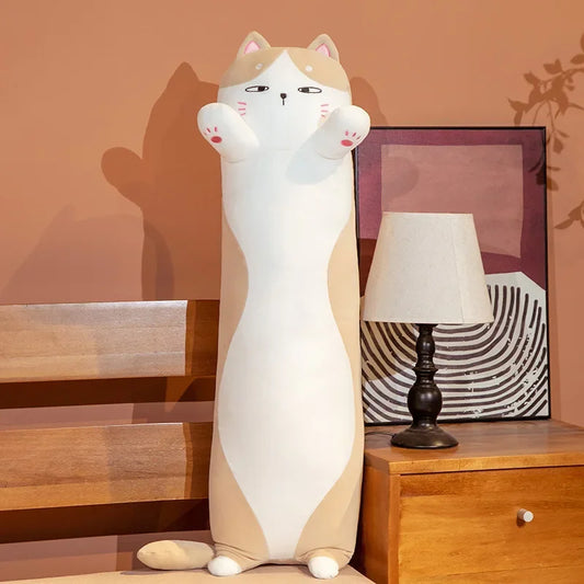 Coussin Malin Coussin tête de lit 50cm Long coussin tête de lit original | Chat marron