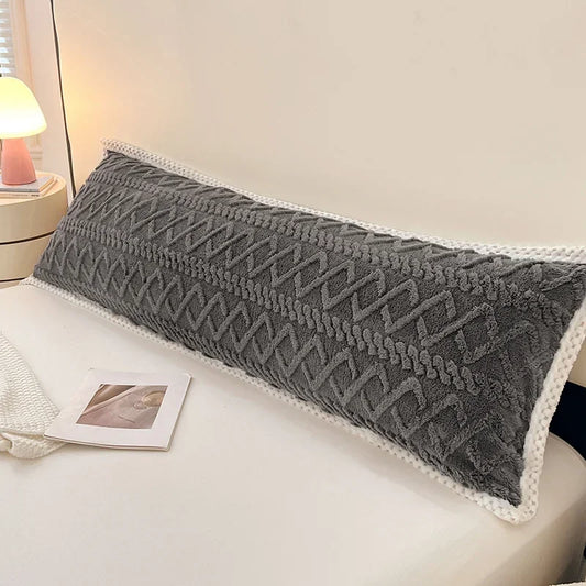 Coussin Malin Coussin tête de lit 74cm Longue housse de coussin tête de lit en flanelle gris