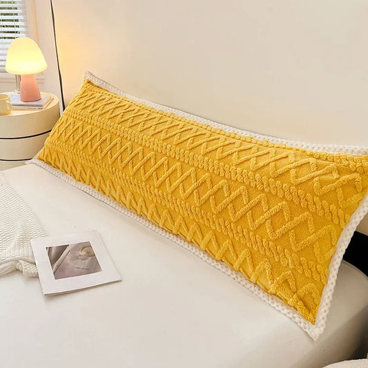 Coussin Malin Coussin tête de lit 74cm Longue housse de coussin tête de lit en flanelle jaune
