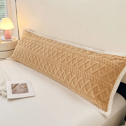 Coussin Malin Coussin tête de lit 74cm Longue housse de coussin tête de lit en flanelle marron