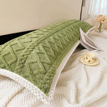 Longue housse de coussin tête de lit en flanelle vert - Vignette | Coussin Malin
