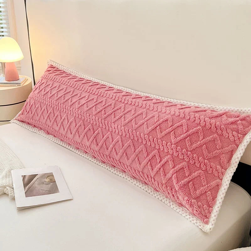 Coussin Malin Coussin tête de lit 74cm Longue housse de coussin tête de lit en flanelle rose