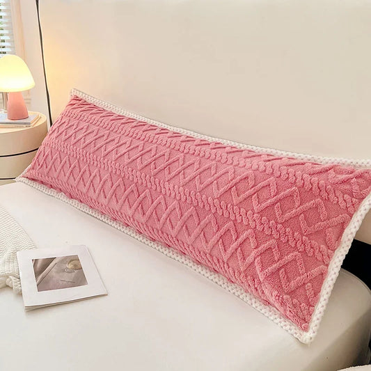Coussin Malin Coussin tête de lit 74cm Longue housse de coussin tête de lit en flanelle rose