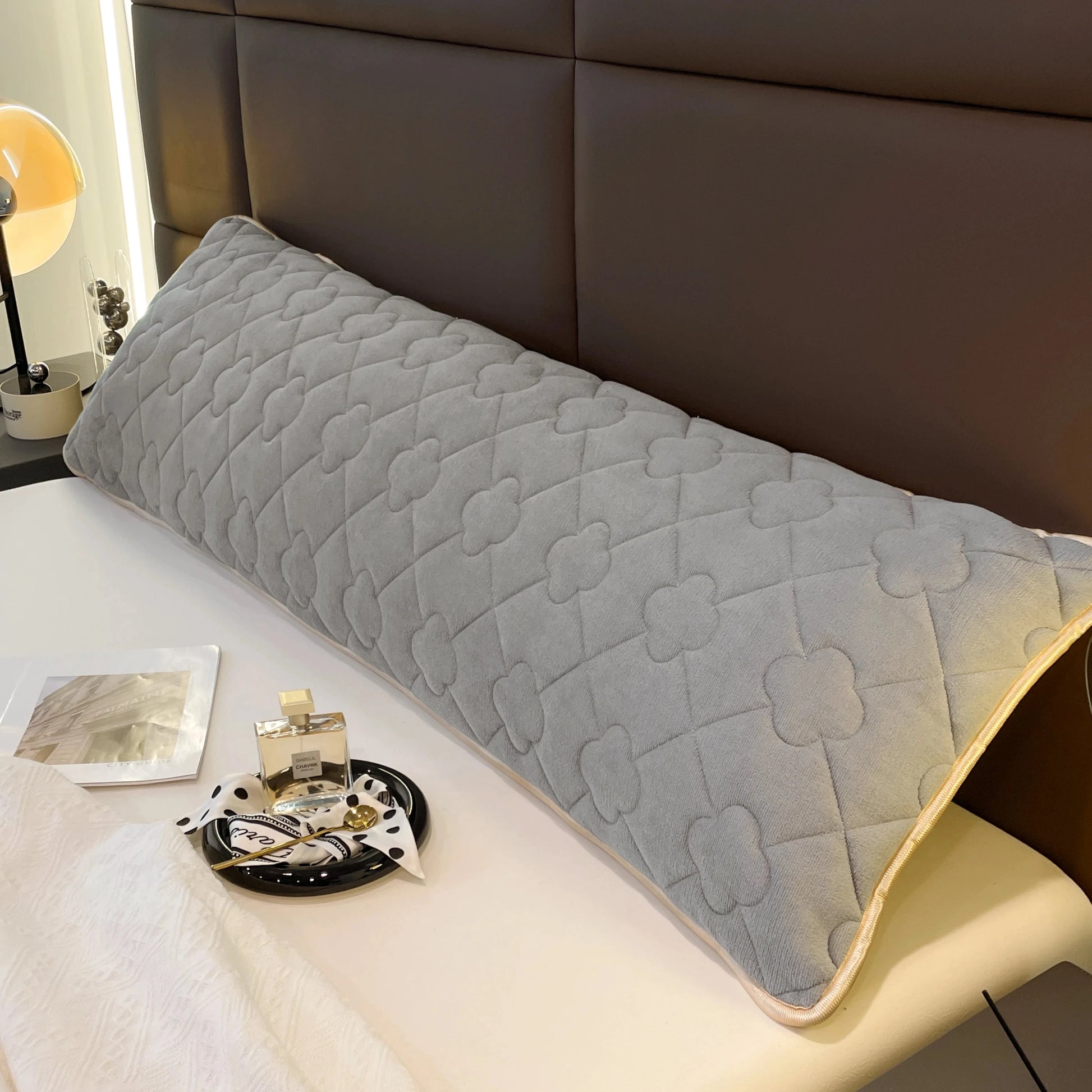 Coussin Malin Coussin tête de lit 120cm Longue housse de coussin tête de lit grise