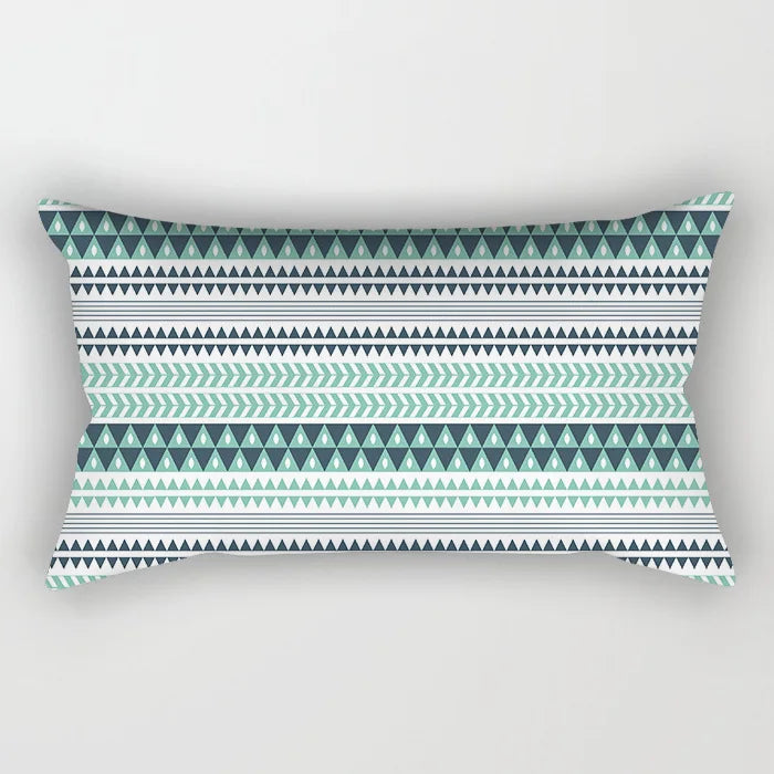 Coussin Malin Housse de coussin canapé rectangulaire bleuté | Bandes décoratives