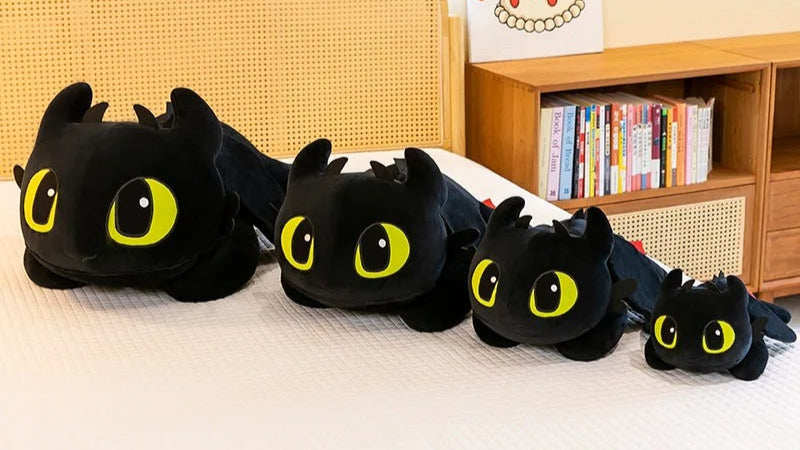 Grosse peluche dragon noir - Coussin Malin