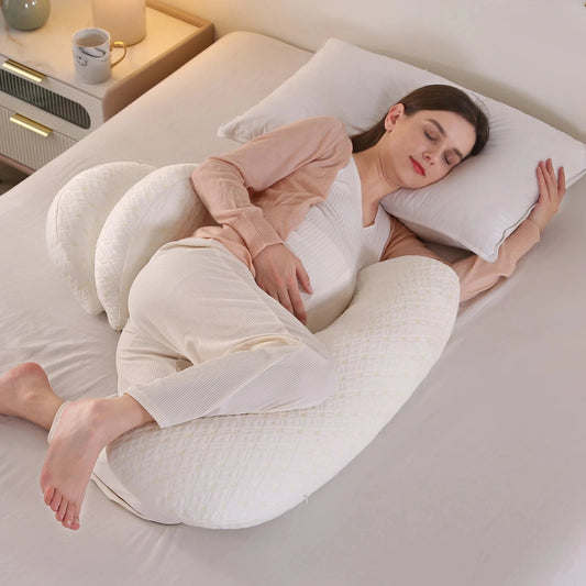 Coussin Malin Pregnancy Pillow Maternity Pillow for Side Sleeping Soft Pregnancy Body Pillow Maternity Pillow w/ Detachable Adjustable Pillow