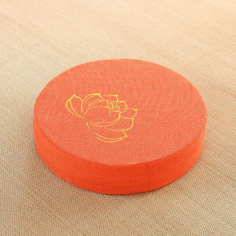 Coussin Malin Orange embroidery / 40X6 CM Yoga Meditate PEP Hard Texture Meditation Cushion Backrest Pillow Japanese Tatami Mat Removable and Washable 40X6CM