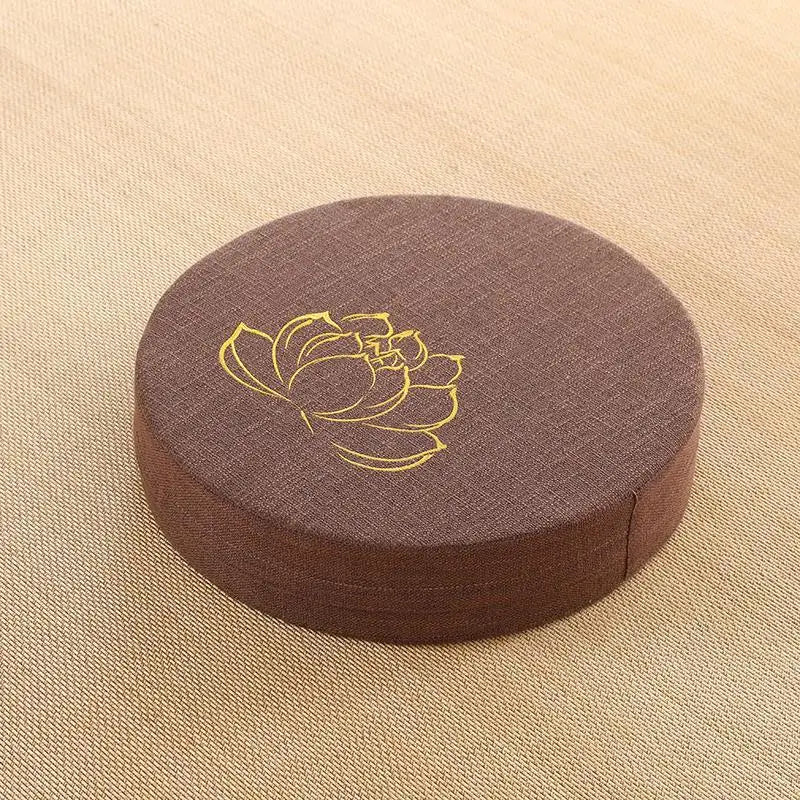 Coussin Malin Brown embroidery / 40X6 CM Yoga Meditate PEP Hard Texture Meditation Cushion Backrest Pillow Japanese Tatami Mat Removable and Washable 40X6CM