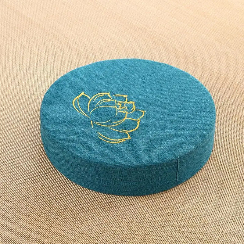 Coussin Malin Lake blue embroidery / 40X6 CM Yoga Meditate PEP Hard Texture Meditation Cushion Backrest Pillow Japanese Tatami Mat Removable and Washable 40X6CM