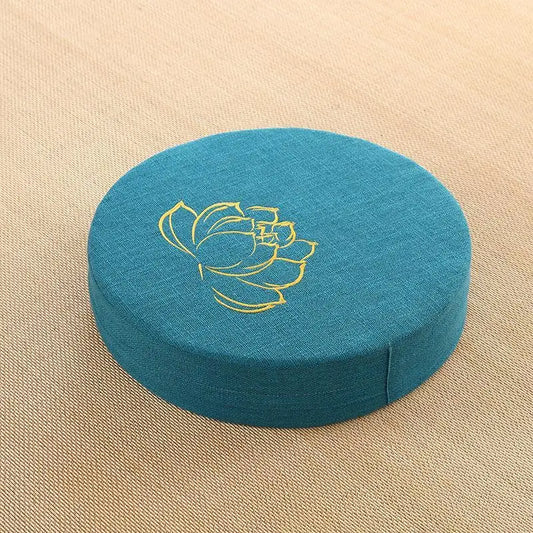 Coussin Malin Lake blue embroidery / 40X6 CM Yoga Meditate PEP Hard Texture Meditation Cushion Backrest Pillow Japanese Tatami Mat Removable and Washable 40X6CM